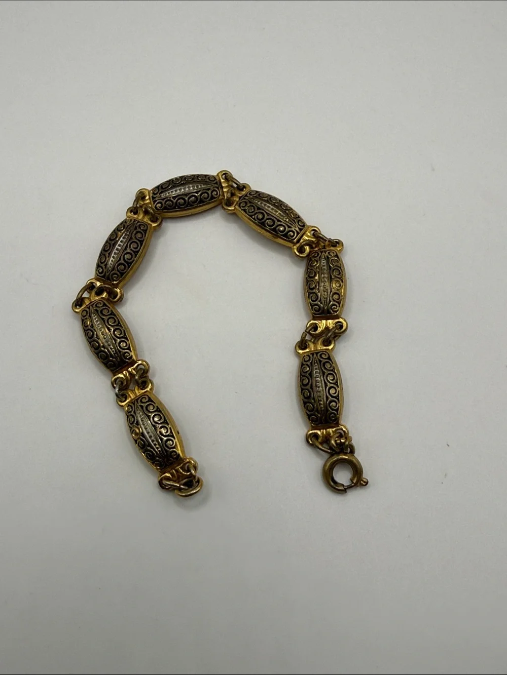 Vintage Gold Tone Chain Link Bangle Cuff Statement Bracelet